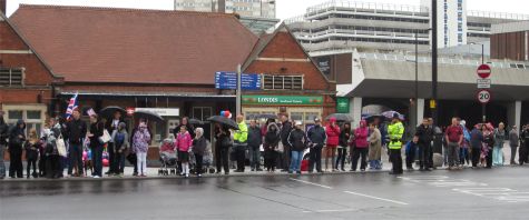 Crowds gather at Southend Victoria Station